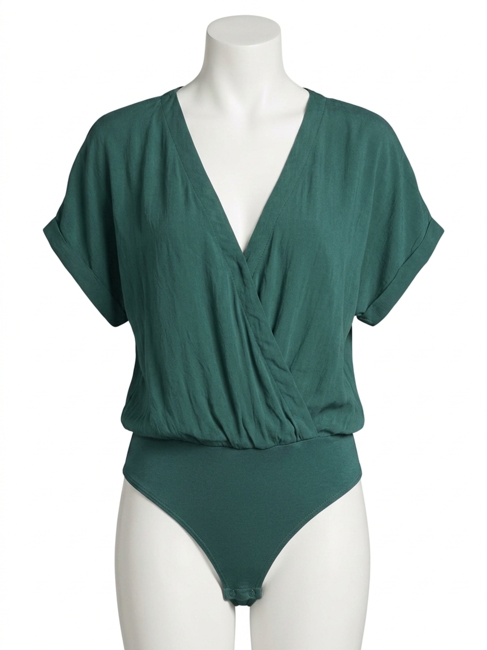 Forever 21 Teal Green Surplice Short Sleeve Bodysuit